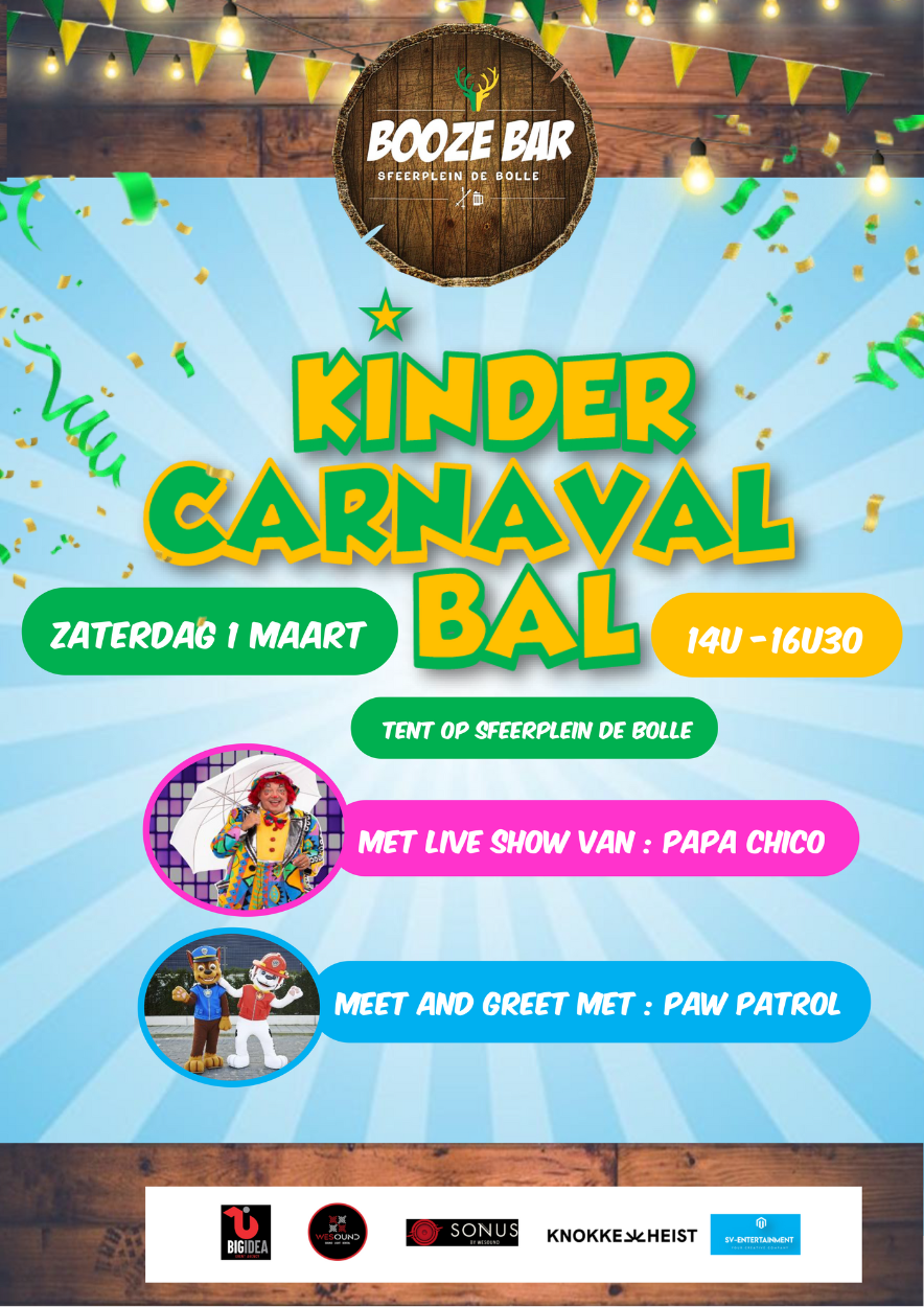 Kindercarnavalbal zaterdag 1 maart